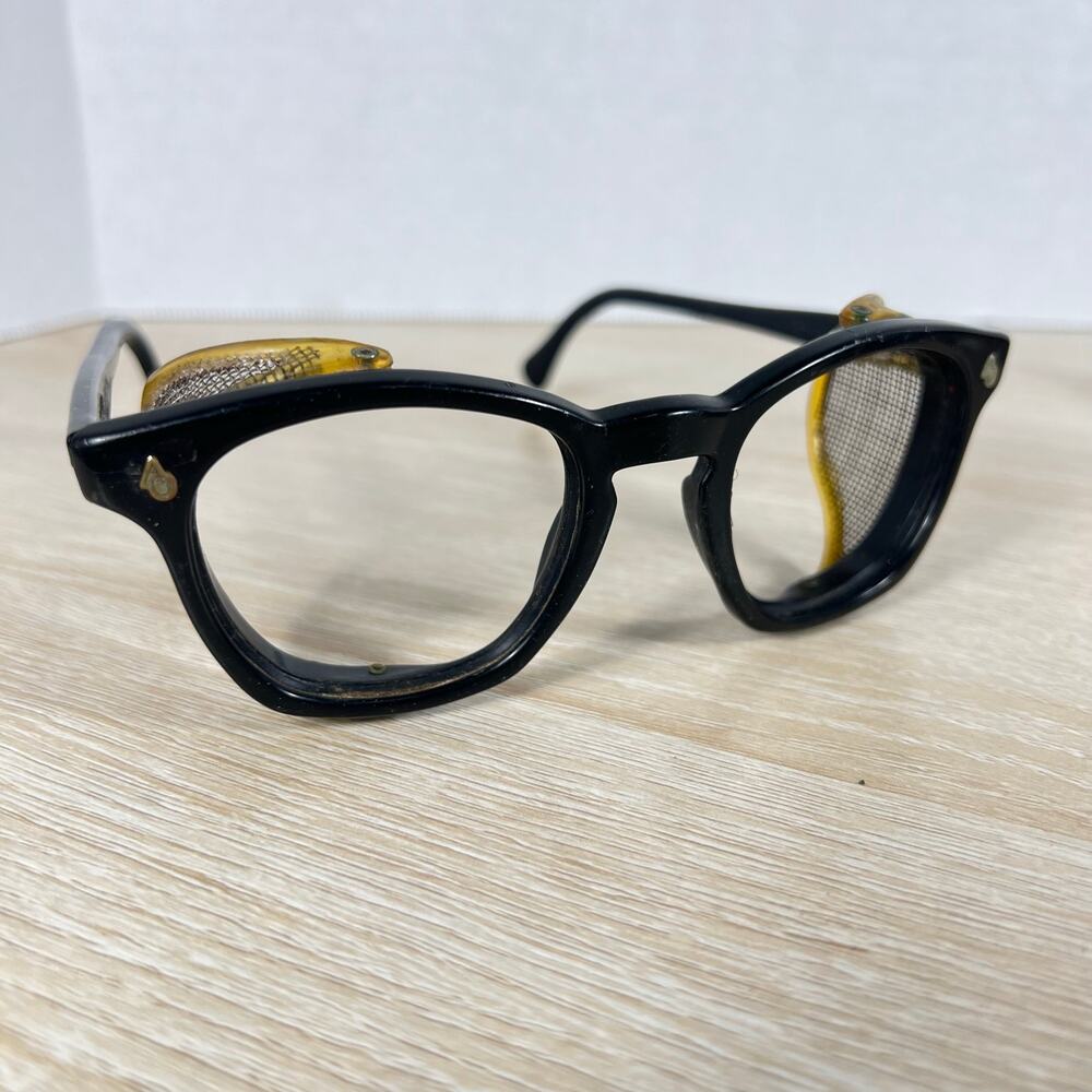 Vintage American Optical Flexi-Fit Z87 Safety Glasses Black Horn Rimmed 5 1/2 S